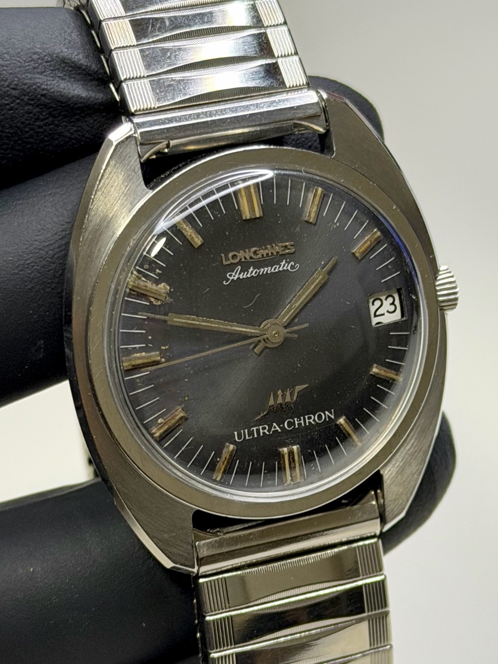 Longines Ultra-Chron 1970’s Automatic 25J Gray Dial Date 36mm Men’s Luxury Watch